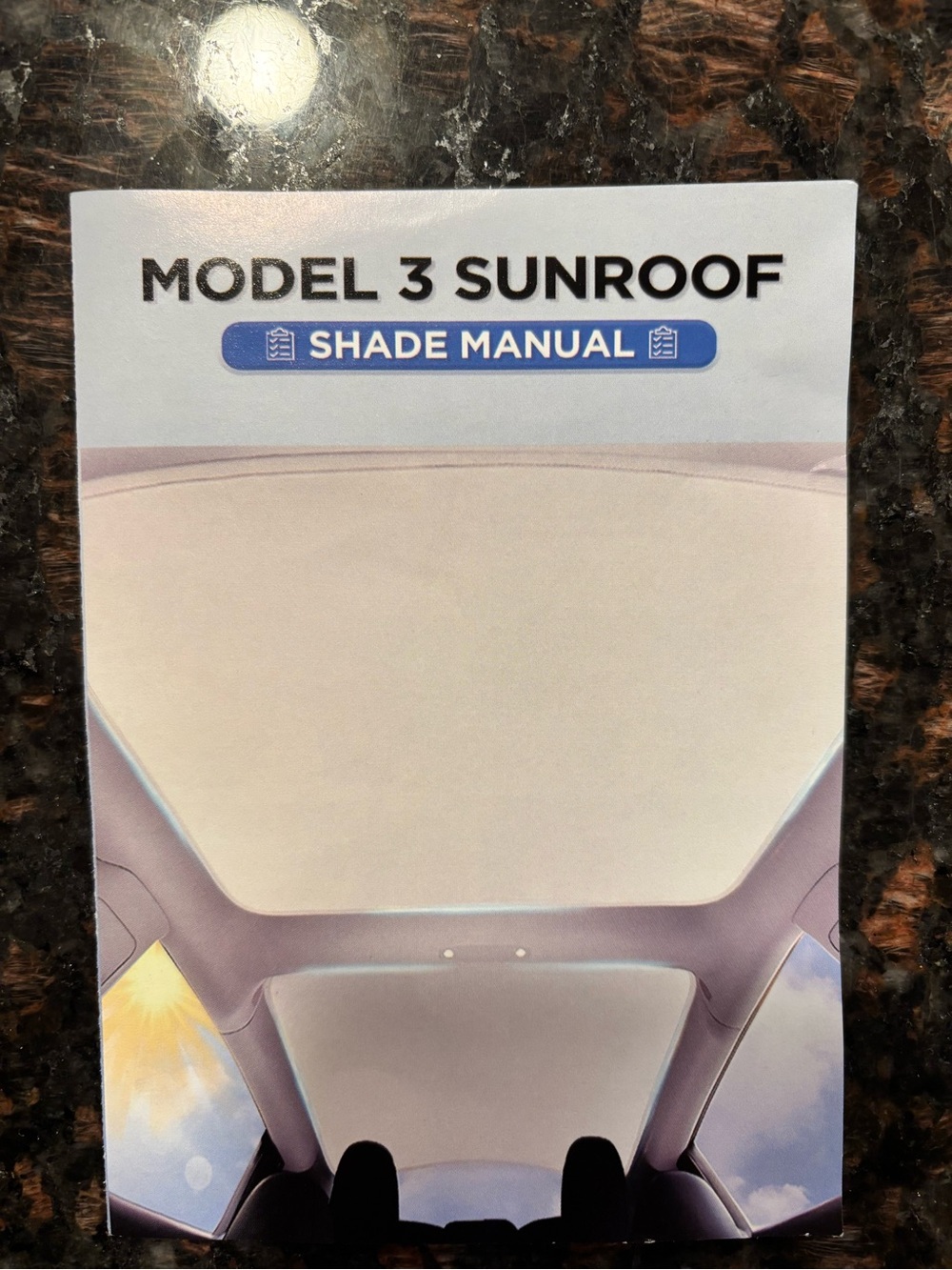 Tesla Model 3 Sunroof Shade Rear– White and Blue Accents